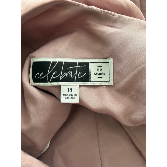 David's Bridal DB Studio Quartz Pink Pleated V-Neck Maxi Gown F20228 Size 14 - Picture 4 of 10